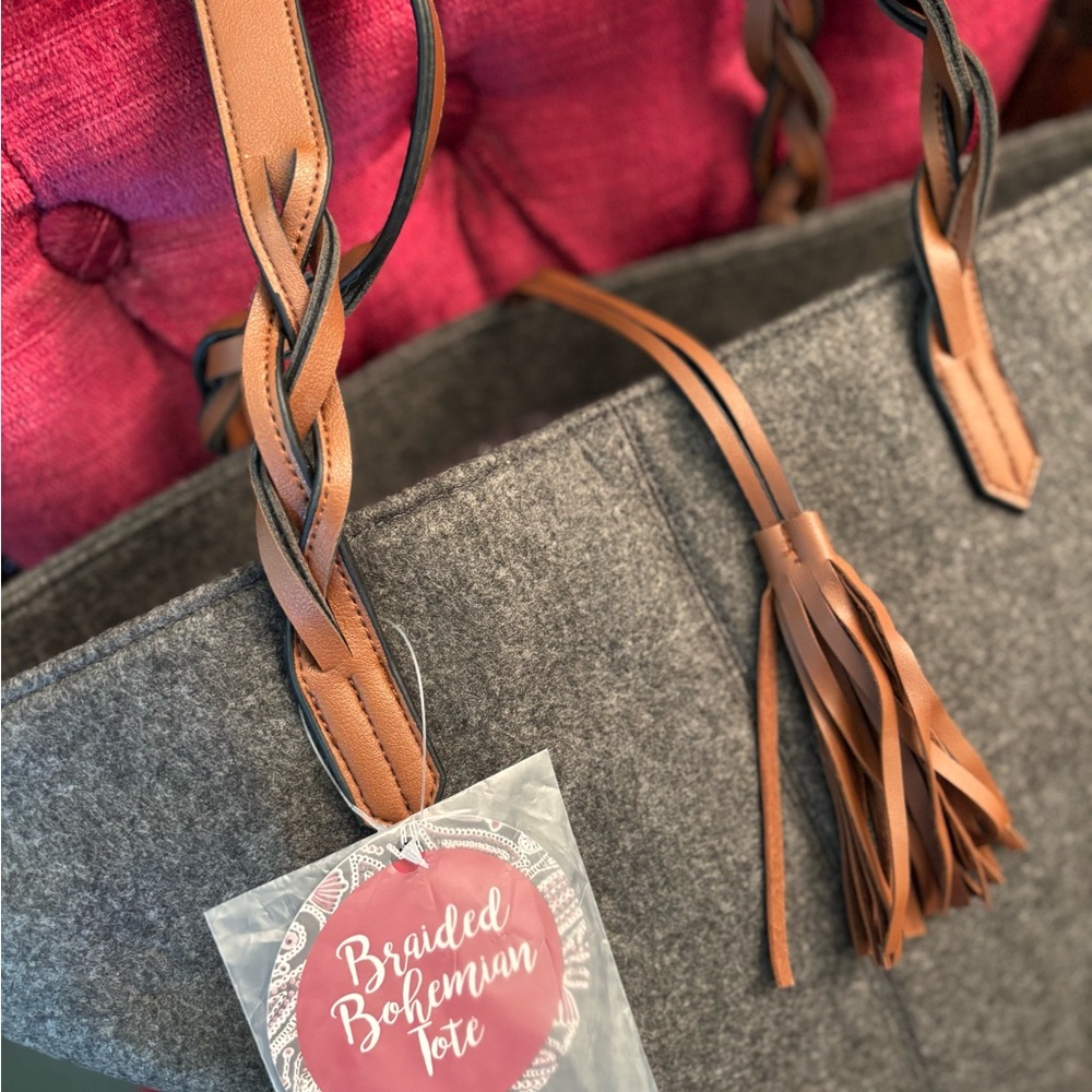Bohemian Tote Bag - Gray and Tan